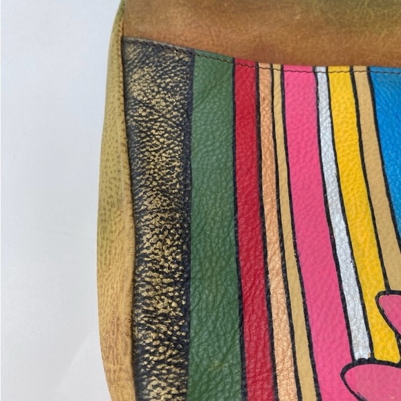 Anuschka Leather Hand Painted Flower Boho Hobo Shoulder Bag - Picture 3 of 9